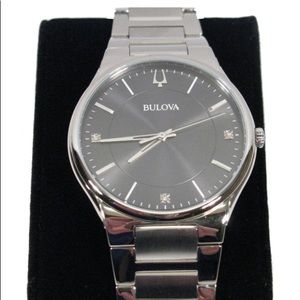 Men’s Bulova Black Face Silver Watch